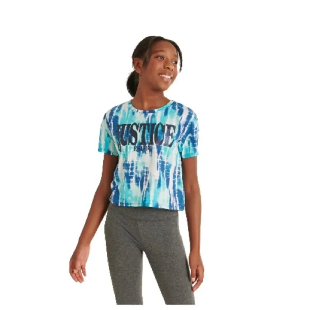JUSTICE GIRLS SHORT SLEEVE Tie Dye Tee T-Shirts & Leggings 3pc Set Size L 12/14